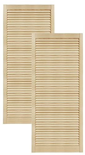 DecoMeister Lamellentüren aus Holz Massivholz Lamellentür Holztür Schranktür mit offenen Lamellen für Kleiderschrank Möbelfronten 594x1406 mm 2-er Pack
