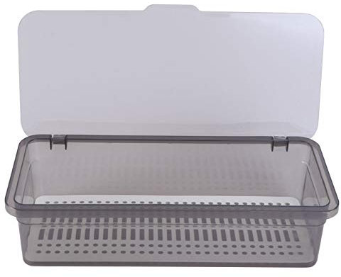 DOITOOL Cutlery Organizer, Space Saving Cutlery Organiser, Chopsticks Drain Storage Box, Cutlery Tray with Lid, Transparent Kitchen Supplies Organizer for Cutlery (Black)