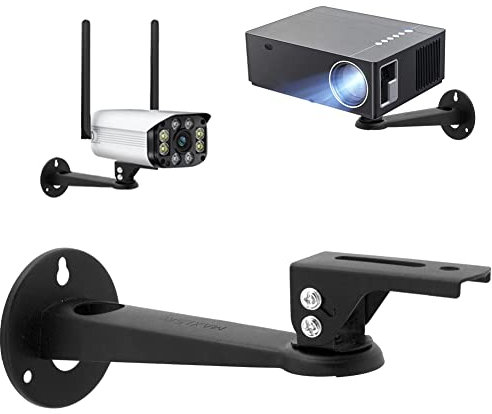 Mini Support Vidéoprojecteur Mural, 20cm Acier Carbone - 360° Réglable Support de Plafond Videoprojecteur avec des Vis M4 pour Caméra/Projecteur/Webcam, Noir