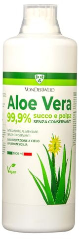 Vonderweid - Puro Succo di Aloe Vera Italiana | Integratore Alimentare Depurativo Digestivo Lenitivo e Nutriente con Aloe Vera da Bere | Non Filtrato | Made in Italy | 1000 mL