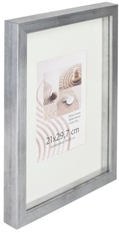 KM Foto 3D Objektrahmen Holz Bilderrahmen Shirt Trikot Rahmen Collage Wanddeko Poster S220: Farbe: Silber-Antik | Format: 40x60