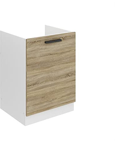 Belini Unterschrank Küche, Spülenunterschrank 60 cm Breite. SDZ Küchenunterschrank ohne Arbeitsplatte. Spülenschrank mit 1 Tür, Sonoma-Eiche
