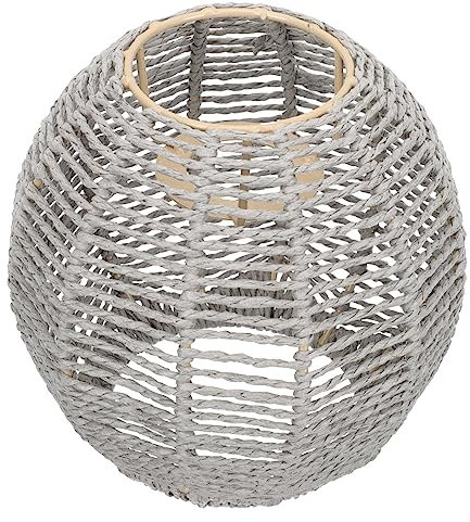 GANAZONO Pendelleuchte Rattan 2 Stück Geflochtene Pendelleuchtenschirme Rattan Hängende Lampenschirme Rattan Kronleuchter Pendelleuchtenabdeckung Grau 15X14cm Lampenschirm Boho
