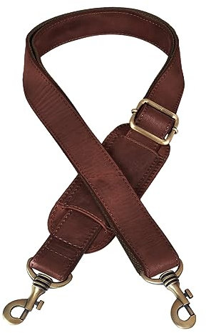 STILORD 'Elli' Wechselgurt Leder mit Schulterpolster Schultergurt für Taschen Trageriemen Handtaschengurt für Umhängetasche Vintage Taschengurt mit Karabiner Taschen-Gurt, Farbe:Cognac - Dunkelbraun