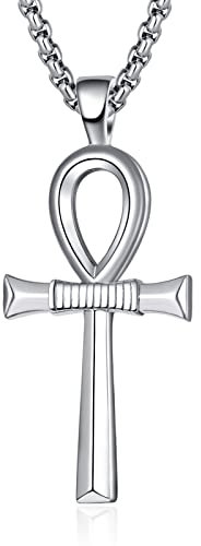 ADMETUS Ankh Anhänger Kette Silber 925 Ägyptische Ankh Kreuz Anhänger Koptisches Kreuz Kette Schutz Schmuck Ägyptische Geschenke für Herren Männer