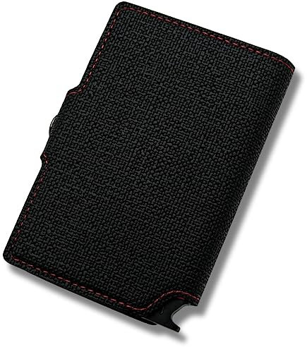 Alexius Ruck Hochwertige Herren Geldbörse Slim Wallet Kartenetui für 6 Karten im Slot und 2 Karten im inneren & Bargeld Dünnes Portemonnaie Herren mit RFID Blocker Card Holder Brieftasche in Schwarz