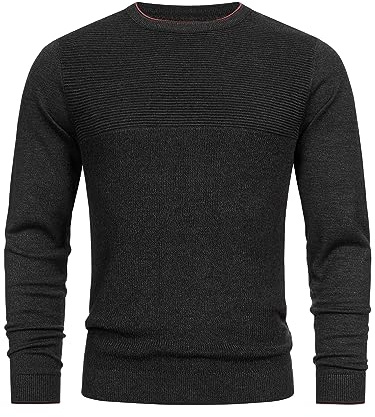 Indicode Herren INReign Strickpullover aus 100% Baumwolle mit Rundhals | Klassischer Feinstrickpullover aus weicher Baumwolle mit O-Neck, Strickpullover, Herrenpullover, Freizeitpullover für Männer