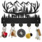 MAYJOYDIY Porte-manteau mural en bois de cerf pour clés mural 30 x 19 cm - 5 crochets en alliage - Décoration artistique sur le thème des animaux - Pour salon, couloir, bureau