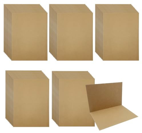 WYAN 50 Pezzi 20 * 15cm/10 * 15cm Vuota Bianca,Carte Pieghevoli Bianche,per Disegnare Scrivere Stampare Cartoline Biglietti Auguri Fai da te(marrone)