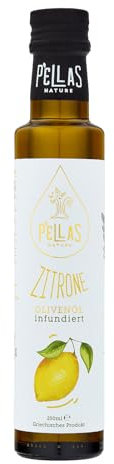 Pellas Nature Olivenöl Extra Vergine mit Zitrone - Olivenöl Zitronenöl kaltgepresst, Testsieger aus Griechenland, OK-Kosher, ohne Zusatzstoffe, 250ml Ölflasche
