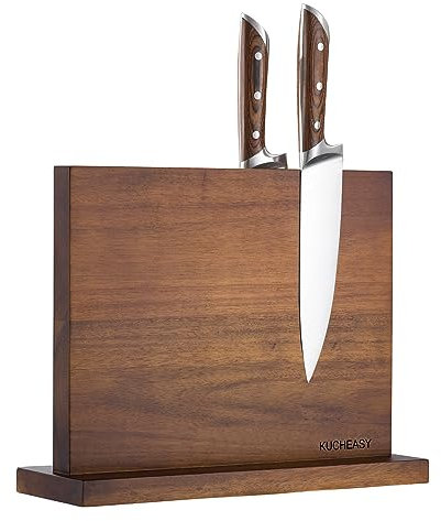 KUCHEASY Magnetischer Messerblock Holz - Messerhalter für Küchentheke - Multifunktionale Aufbewahrung ohne Messer