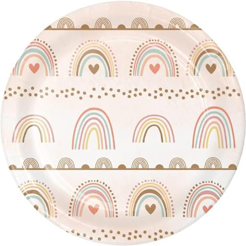 Boho Rainbow Dessert Paper Plates - 24 Count