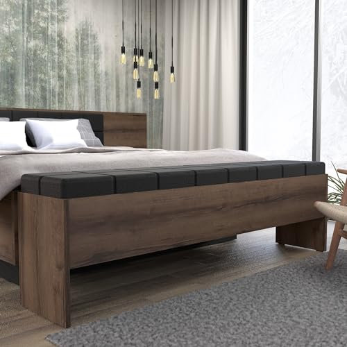 möbelando Sitzbank >Bellevue< in Schwarz Eiche/Schlammeiche - 185x54x34,8cm (BxHxT)