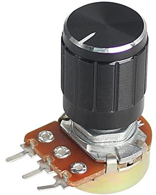 Einzelkegel-Potentiometer, 5Set WH148 Potentiometer 15 mm 3-polig mit Knopfkappe aus schwarzer Aluminiumlegierung, lineares Potentiometer-Set, 1K, 2K, 5K, 10K, 20K, 50K, 100K, 250K, 1M (Größe: 20K Ohm