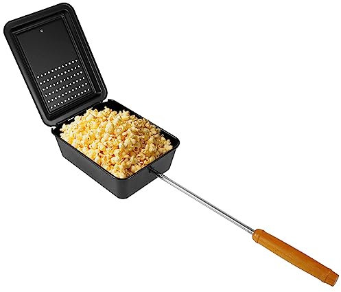 Popcorn Maker Machine Nonstick Popcorn Pot with Removable Long Handle Sturdy Iron Popcorn Popper Portable Cooking Pot Multipurpose Gourmet Popcorn Machine for Kitchen Camping Party