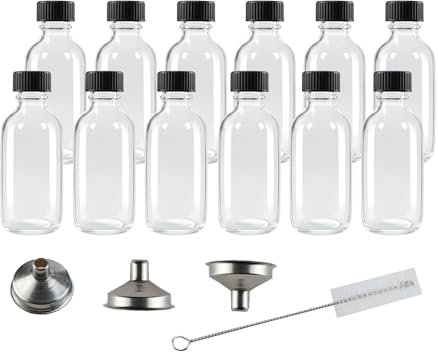 XHPHAPACK Botellas de vidrio de 60 ml con tapas de plástico (12)