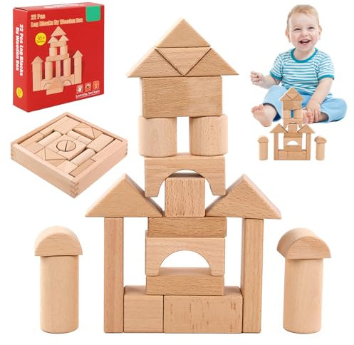 SUPRROW Holzspielzeug,Bastelklötzchen Holz,bauklötze Baby,Holzbausteine Set zum Lernspielzeug,bausteine Holz für Kinder ab 2 3 4 5 6 Jahr