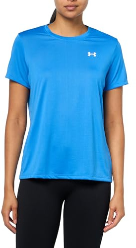Under Armour Damen Tech Short Sleeve Crew, (402) Blue Atlantis/White, Mittel