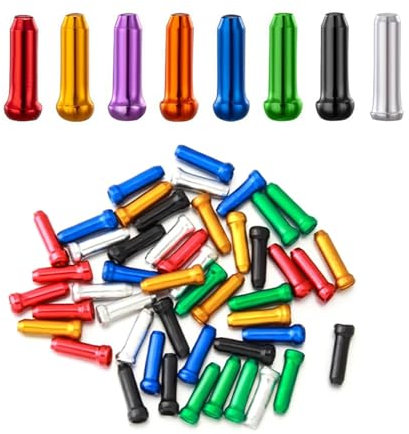 48PCS Bike Cable End Crimps, 8 Color Bike Brake Cable Caps, Brake Cable Ends for Bike Shift Alloy, Bicycle Brake Cables End Caps