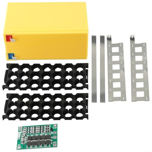 Battery Case without Battery, Holder Storage Box For 12V 7Ah Battery, Fit 18 650 Cells, Nickel Strip(yellow)