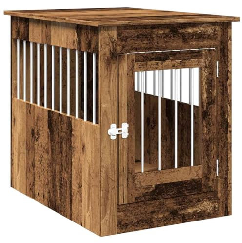 vidaXL Jaula para Perros Madera de ingeniería Madera Vieja 55x80x68 cm, caseta para Perros, Refugio para Perros, Jaula para Mascotas, Perrera