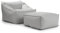 mokebo® Gartensessel mit Pouf 'Der Sunnyboy', Bean Bag mit Hocker und Füllung oder Outdoor Sitzsack, Gartenliege, als Liegekissen, Relaxliege oder Liege in Hellgrau