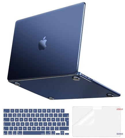 MOSISO Compatible with MacBook Air 15 inch Case 100% Match Official Color M4 M3 M2 2025 2024 2023 A3241 A3114 A2941 Touch ID, Ultra Thin Hard Case&Keyboard Cover&Screen Film, Midnight Clear