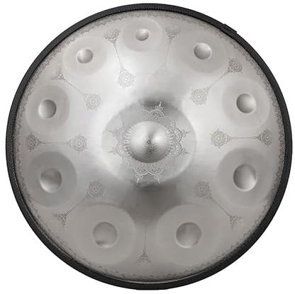 Silver Mandala Handpan Drum Premium Steel Tongue Drum Perfectly Tuned for Meditation & Yoga Portable Healing Instrument