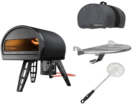 Gozney Roccbox Pizzaofen mit Abdeckhaube, Frontablage und Roccbox Pizzawender (Matt Schwarz)