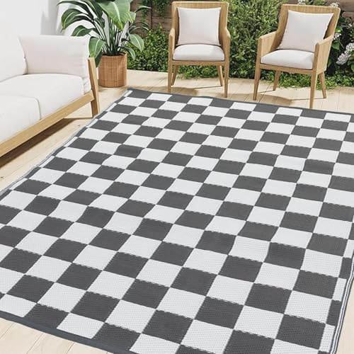 Obundi Outdoor Rugs 120×180cm, Quick Drying Checkered Garden Mat