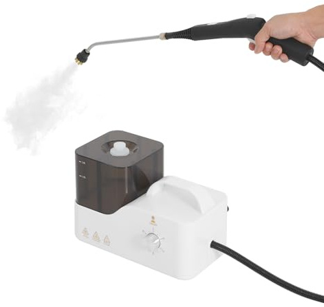 Dampfreiniger 2600W 3,5 Bar mit 1,4L Tank & 6 Stufen, Polsterreiniger für Sofa, Teppich & Auto – Dampfmaschine mit 3 Bürsten & Verlängerungsstab (Weiß/Schwarz)