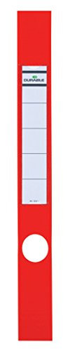 Durable Ordofix Ordnerrückenschilder (selbstklebend, mit Loch, dünne Ordner) Beutel à 10 Stück, rot, 809103