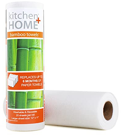 Kitchen + Home Paper Towel Alternative – Heavy Duty Washable Reusable Rayon Towels - One roll replaces 6 months of towels!