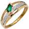 Jobo Damen Ring 585 Gold Gelbgold bicolor 1 Smaragd grün 2 Diamanten Smaragdring Größe 50