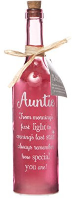 Boxer Gifts SB1123 Light-Up LED Auntie Glass Starlight Bottle | Beautiful, Decorative Homeware Perfect for Her | Complete with Gift Tag, Pink