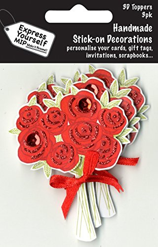 Express Yourself MIP, self Adhesive, Bunch of Red Roses Mini Multi Pack Toppers - Ideal for Card Making, Gift Wrapping, Scrapbooking, Papercrafts, Childrens Crafts etc