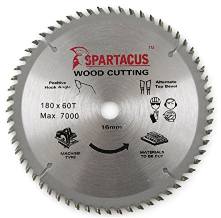 Spartacus Wood Cutting Circular Saw Blade 180mm x 16mm Bore 60 Teeth