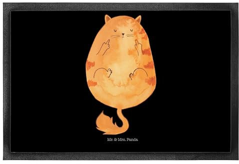 Mr. & Mrs. Panda 50 x 75 cm Fußmatte Katze Frühaufsteher - Geschenk, Katzen, MIAU, Mittelfinger, Fußabstreifer, Der frühe Vogel kann Mich mal,