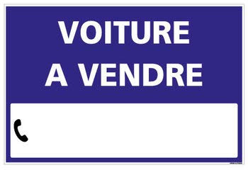 Panneau Voiture à Vendre - Bleu - Plastique rigide AKILUX 3,5mm - Dimensions 600x400 mm - Livré Avec Une Planche de Chiffres - Protection Anti-UV