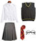 FStory&Winyee Zauberer Zubehör Set Kinder Erwachsene Fanartikel Fasching Outfit Zubehör Set Krawatte, Hemd/Bluse, Rock, Weste, Brille, Rot-webliches Set 01, XXL