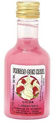 Lote de 25 Botellas Decorativas de Licor Modelo AlbaFresas con Nata. Regalos Originales. Complementos. Detalles para Bodas, Comuniones, Bautizos y Cumpleaños. CC
