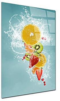 DECLINA Tableau verre acryliques, décoration murale, tableau plexi, Tableau cuisine déco moderne Cocktail de Fruit, 30x50 cm