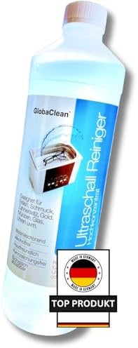 GlobaClean Nettoyeur à ultrasons concentré 1 l - Nettoie lunettes, bijoux, prothèses dentaires, montres - Utilisable avec n'importe quel appareil de nettoyage à ultrasons