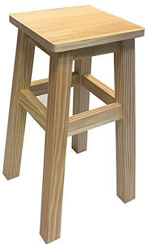 Acan Tradineur - Taburete clásico bajo para Cocina, Taburete Madera Natural Cuadrado, Macizo 48,5 x 28 x 28 cm