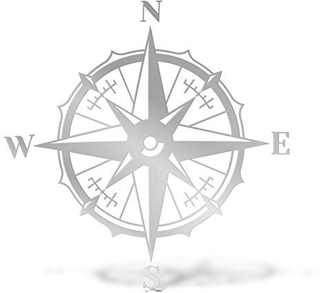 ERREINGE STICKER PRESPAZIATO ARGENTO 30cm - Bussola Rosa dei Venti Barca Mare - Adesivo Decal Decalcomania Vinile Murale Laptop Auto Moto Casco Camper
