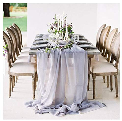 SoarDream Grauer Chiffon-Tischläufer, 5 Packungen, 60 x 308 cm, romantisch, rustikal, Hochzeitsläufer, Overlay, transparent für Brautparty-Dekorationen