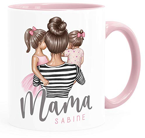 SpecialMe® Tasse Mama mit Namen, Mutter Tochter Sohn - personalisierbar, mit Namen, du bist die Beste Muttertagsgeschenk rosa Keramik-Tasse