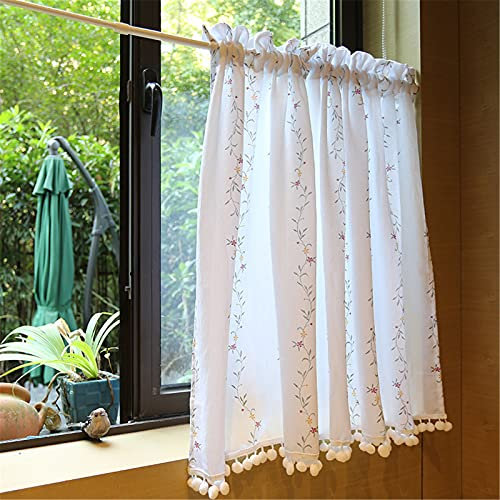 EXQULEG Scheibengardine Voile Bistrogardine Landhaus Küche Transparent Kurz Modern Kurzstores Gardinen Kurzgardine Küchengardine (140 * 60cm)