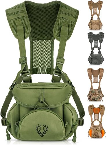 Binocular Harness Chest Pack for Men and Women - Our Bino Harness and case is Great for Hunting, Hiking, and Shooting - Bino Straps Secure Your Binoculars - Holds rangefinders, Phones, Bullets, ect