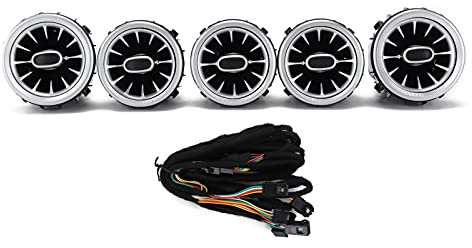 Aramox 5 Stück 64 Farben ABS PC Front LED Turbine Turbo Air Vent, Turbo Umgebungslicht Turbo Atmosphärenlicht Kit Ersatz, Passend für C-Klasse W205